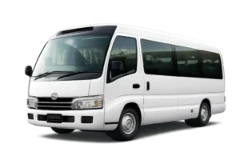 Toyota Coaster 2025 bus — large group Umrah taxi Jeddah Airport to Makkah